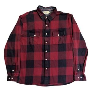 The Normal Brand Flannel Shirt Mens Size XL Red Plaid Button Up Cotton Outdoor